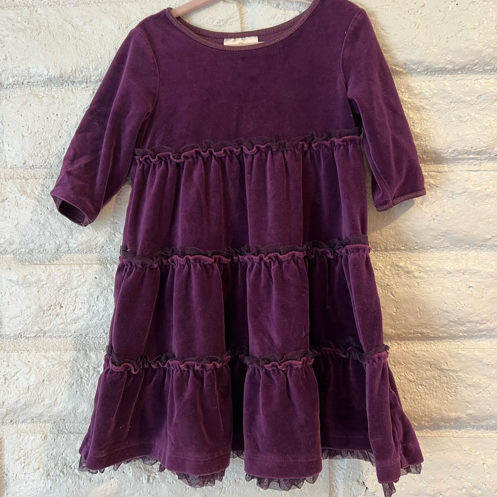 Hanna Andersson Purple Velvet Tiered Dress